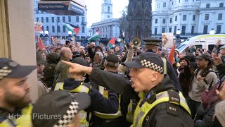 UK police barricade themselves in train station as pro-Palestinian protesters have sit-in protest