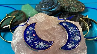 Snowflake Crescent Moon Pendant With UV Resin