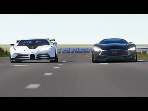 Infiniti Vision GT vs Bugatti Centodieci at Palanga Circuit