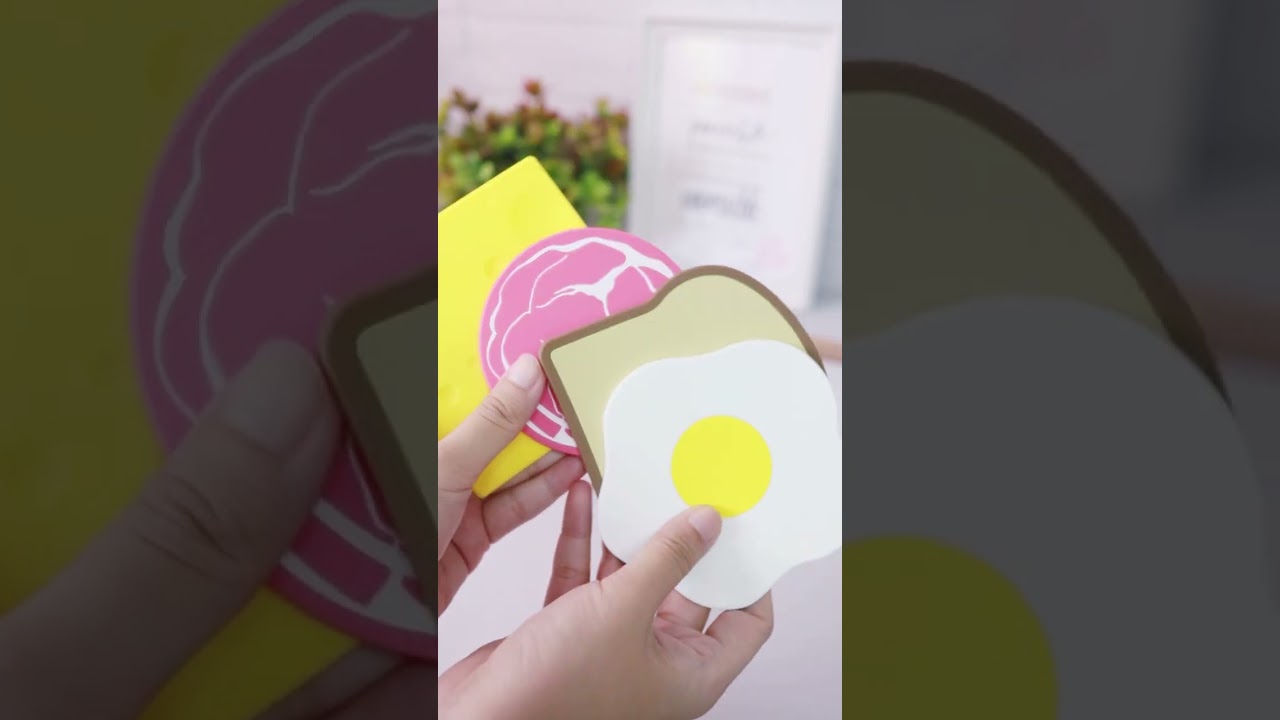 Cute Breakfast Coasters 🥪🧀🍖🍞🍳