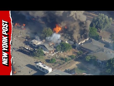 EXPLOSION at fireworks warehouse in California sends building up in smoke