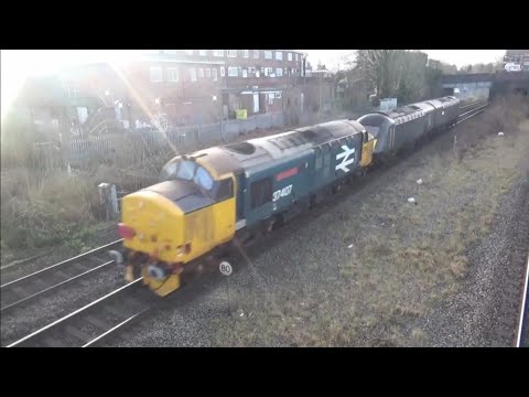 37407 'Blackpool Tower' Drags HST Power Cars 43188 & 43189 Through Water Orton, 0E43 20/1/26