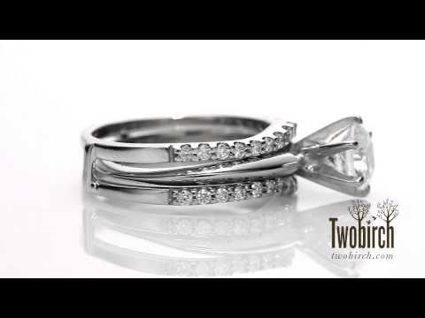 0.24 ct. Double Shared Prong Curved Ring Guard - TwoBirch  TB-GUARD-0078-WG-E