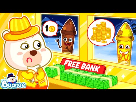 Rich Bearee Opens a Free Bank for Poor Crayons | Which One Deserves that Kindness?| Bearee Kids Show