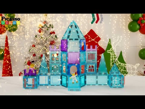 PicassoTiles PicassoToys Christimas Winter Ice Castle Theme Magnetic Tiles Kids Fun Building Blocks
