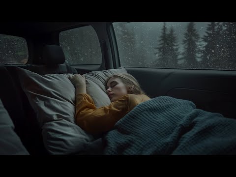 Rain falling outside, sleep well! Calm rain sound with thunder to sleep and relax - dark screen⛈️