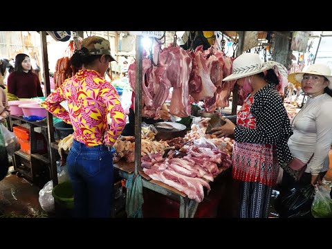 A Walk Through Wet Market In Ta Khmao, Fresh Food Market Scenes