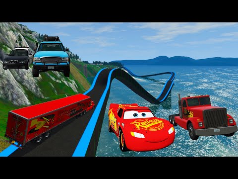 Impossible Wave Bridge Crossing Cars Vs Deep Water - BeamNG.Drive