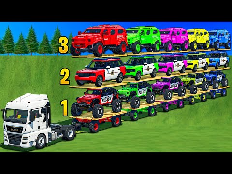 SUPER TRANSPORT OF COLORS! TRIPLE TRAILER LONG CONVOY EMERGENCY DELIVERY! FS 25