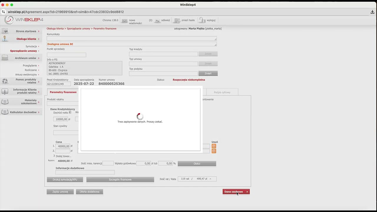 Platforma kredytowa - Santander