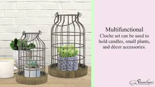 Stonebriar SB-5393C 2PC Wire METAL CLOCHE SET, Set of 2, Brown