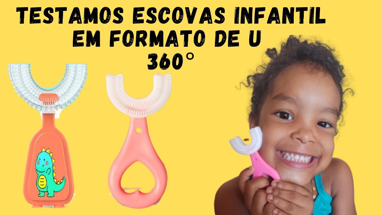 Testamos Escova infantil em formato de U 360 graus - Shopee