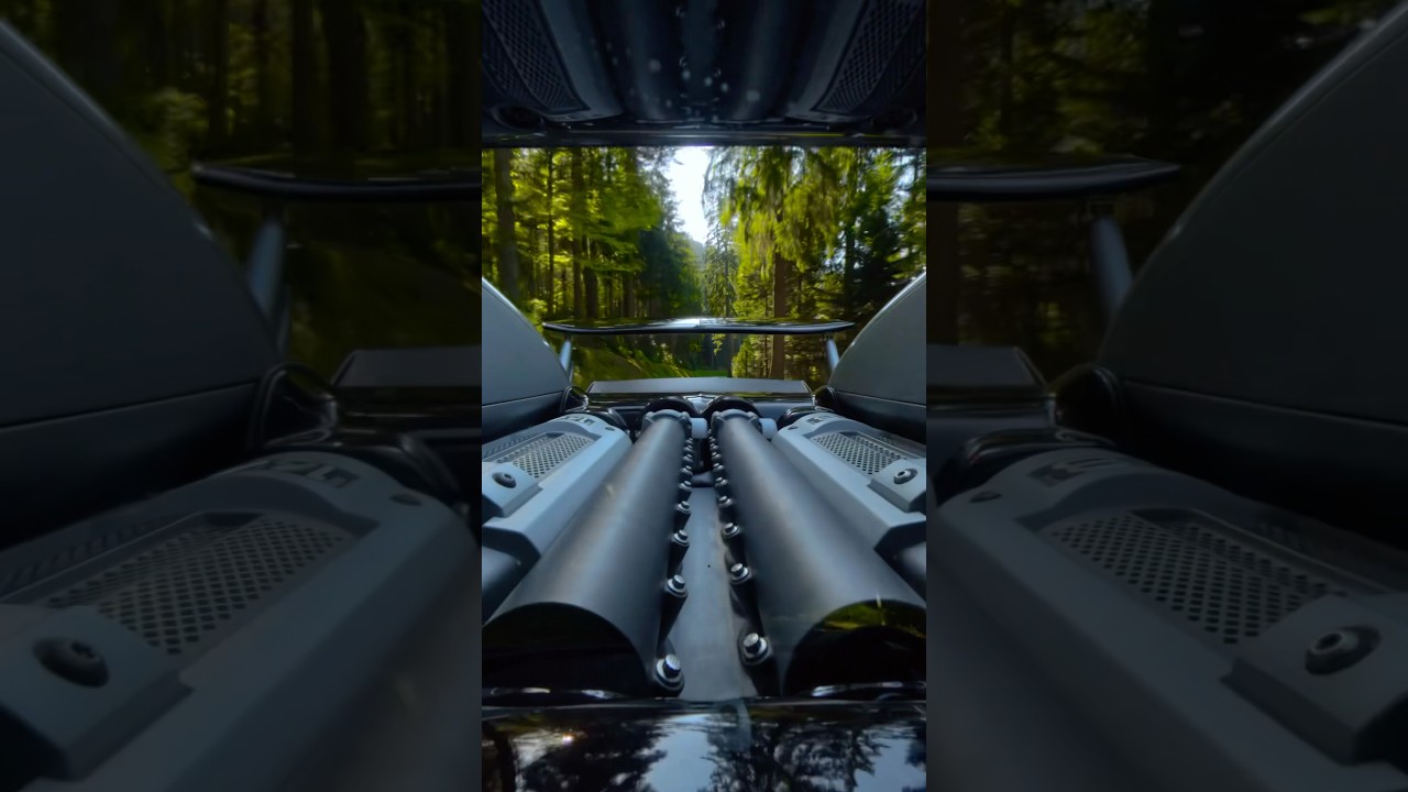 The VEYRON 16.4 moves through the forest with unmistakable presence.