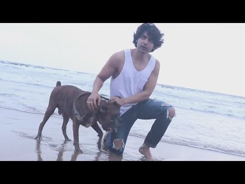 Gurmeet Choudhary takes his dog for a stroll at Juhu Beach