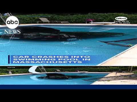 Car crashes into swimming pool in Massachusetts