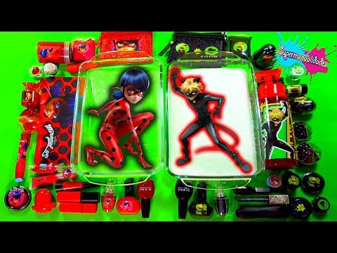 Mixing Slime Ladybug vs. Cat Noir (Red vs. Black)  - Supermanualidades