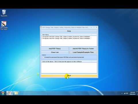 PDF Change Title, Subject, Author, Keywords, Dates In Multiple Files Software