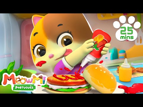 🐱 Show da Família Gato - Bebê Mimi Descobre Novas Sabores! 🍔🌶️