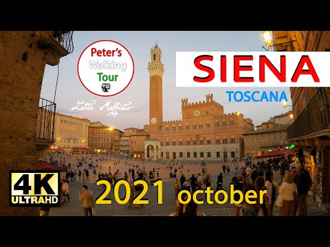 SIENA (Tuscany), Italy by evening walking tour in 4k/ 60 fps