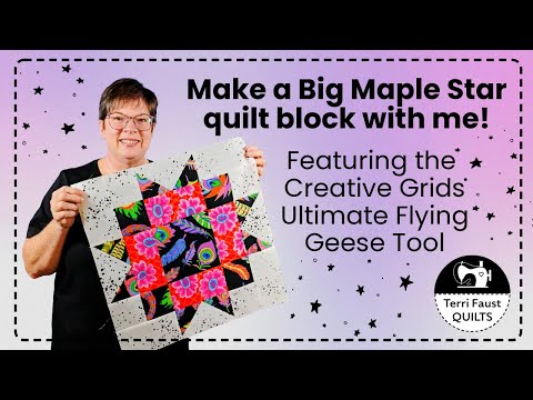 Make a Big Maple Star quilt block using the Creative Grids Ultimate Flying Geese Tool!