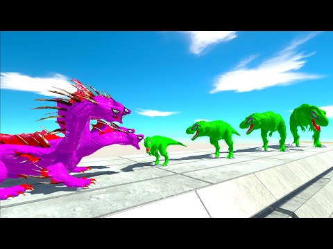BATTLE 4 SIZE of GREEN T-REX - Animal Revolt Battle Simulator ARBS