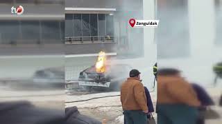 Park Halindeki Otomobil Alev Alev Yandı
