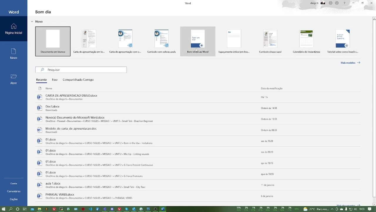 Modelo de carta de apresentação para curriculum.