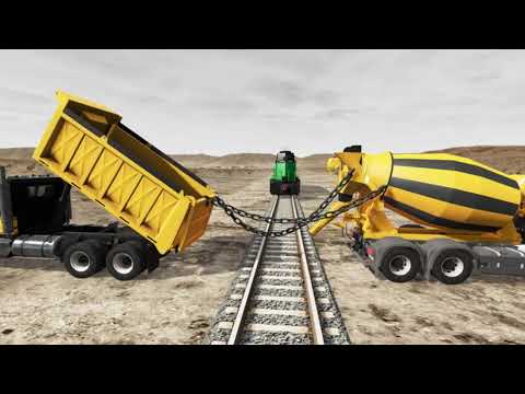 Trains vs Chain #1. BeamNG.Drive TOP Crashes