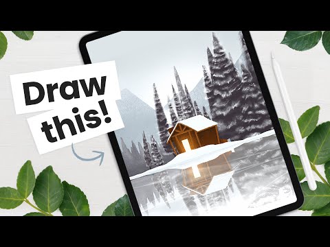 Draw a WINTER LANDSCAPE using only 1 brush • Digital art tutorial