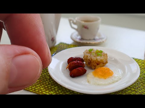 MINi Fried Rice Sausage & Egg KITCHEN TOY PLAY SET  Mini Food Miniature Cooking Tiny Food ASMR