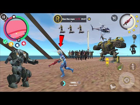 Rope Hero Vice Town (Rope Hero Fight Robot Car Police on Bridge) - Android Gameplay HD