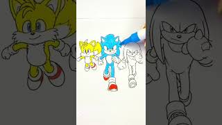 Coloring Sonic, Tails & Knuckles 🦔✨ #shorts #art #soniccoloring #trendvideo #sonicdrawing