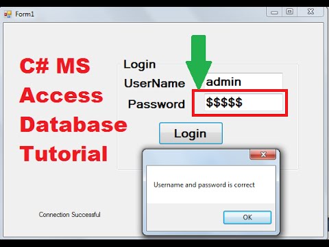 C MS Access Database Tutorial 3 Password Protection using Textbox