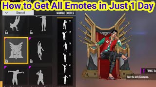 How to Unlock All Emotes in Just 1 Day FreeFire 2019.Claim All Emotes in Just One Day FreeFire.