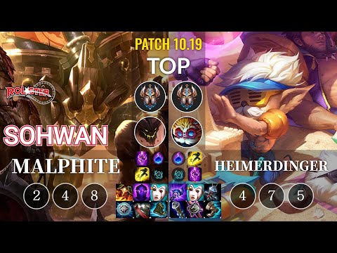 KT SoHwan Malphite vs Heimerdinger Top - KR Patch 10.19