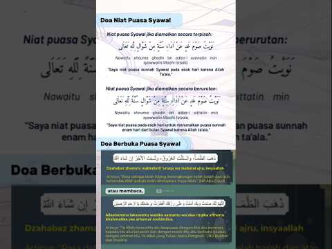 Doa Niat Puasa dan Berbuka Dibulan Syawal   #shorts