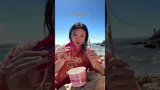 it genuinely tastes better here🥹🌊☀️ #australia #buldak #mukbang #buldak #cooking #beach