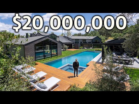 Touring a $20,000,000 Hidden Hills Modern Mega Mansion with an Incredible Guest House!