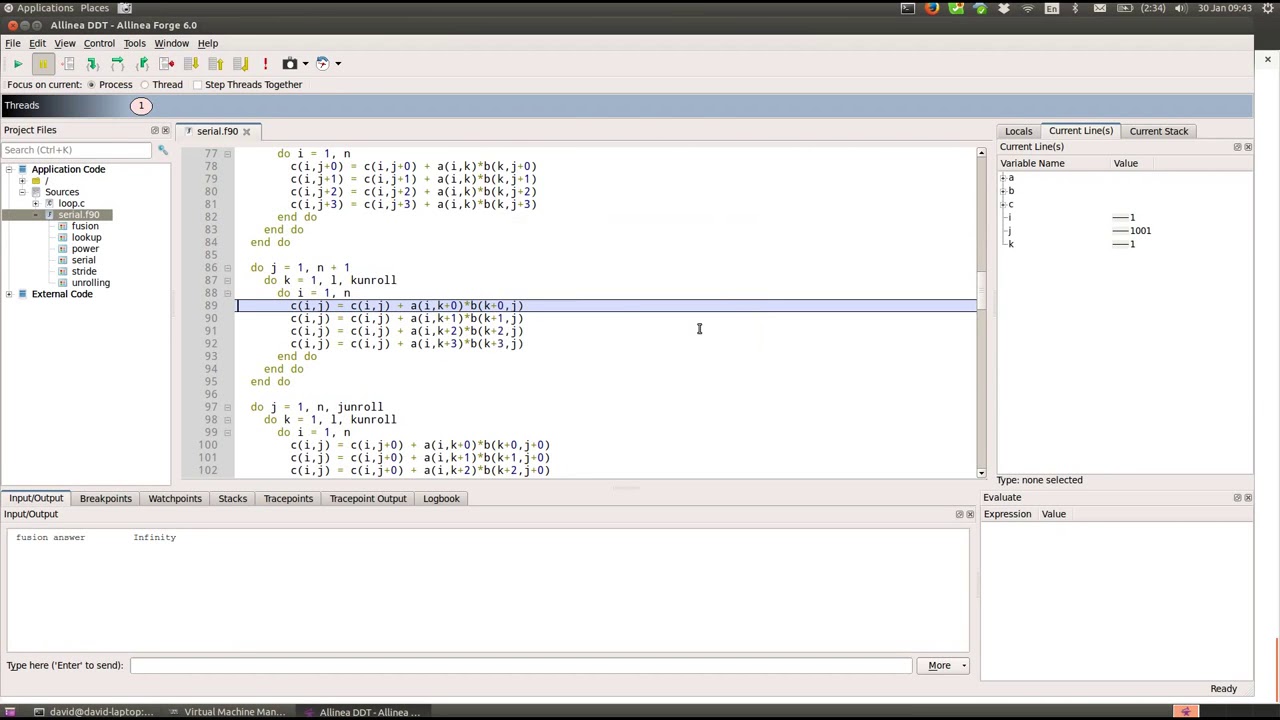 Debugging Fortran with the debugger Arm DDT