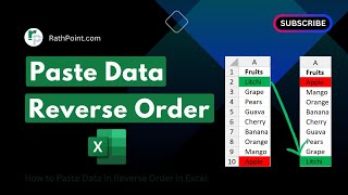 How to Paste Data in Reverse Order in Excel