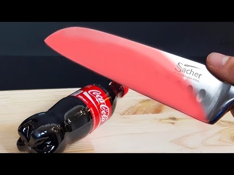 EXPERIMENT Glowing 1000 degree KNIFE VS COCA COLA Video