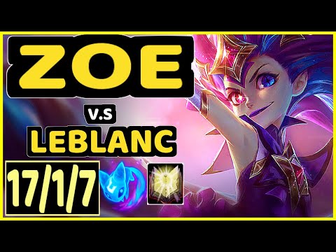 BJERGSEN (ZOE) vs LEBLANC - 17/1/7 KDA MID GAMEPLAY - NA Ranked MASTER