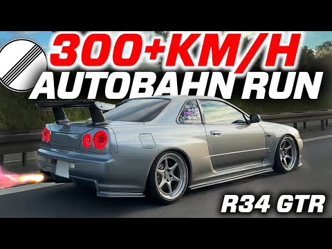 SEQUENTIAL 700HP SINGLETURBO R34 GTR HIGHSPEED RUNS ON GERMAN AUTOBAHN