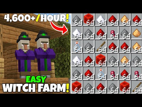 Fast Witch Farm - Gunpowder/Redstone Farm - Bedrock — Minecraft farm tutorial thumbnail