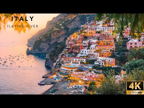 FLYING OVER POSITANO 4K UHD   Relaxing Music Along With Beautiful Nature Videos   4K Video HD