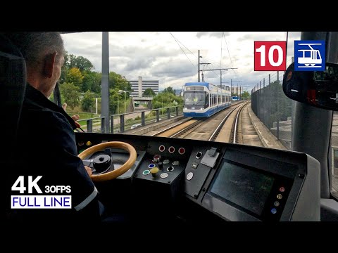 Police on the platform | 🇨🇭 Cab Ride Zürich Tram Line 10 Driver's POV | Flughafen Fracht - HB [4K]
