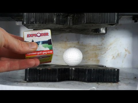 Prank Exploding Golf Ball Turns To Powder In Hydraulic Press Video