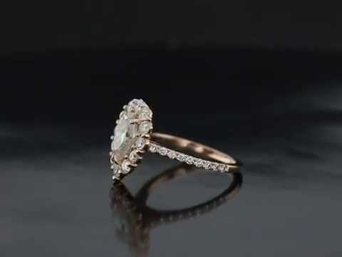 R.D. Rose Gold Pear Shape Halo Engagement Ring
