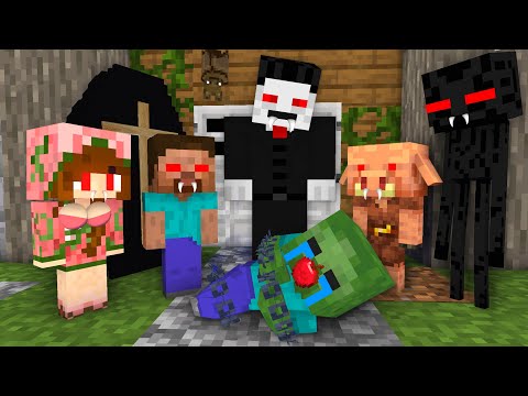 Monster School : Baby Herobrine and Monsters became Evil Vampire - Minecraft Animation