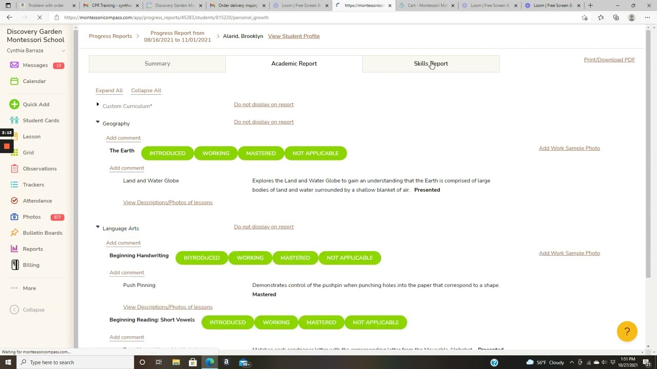 Montessori Compass   How to Create Progress Reports